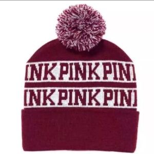 PINK Victoria's Secret Maroon Knit Beanie